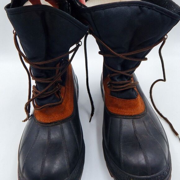 Kamik Rubber Soled Duck Boot Black Tan Lace-Up No Removable Liner Size 11 Canada - Picture 5 of 10
